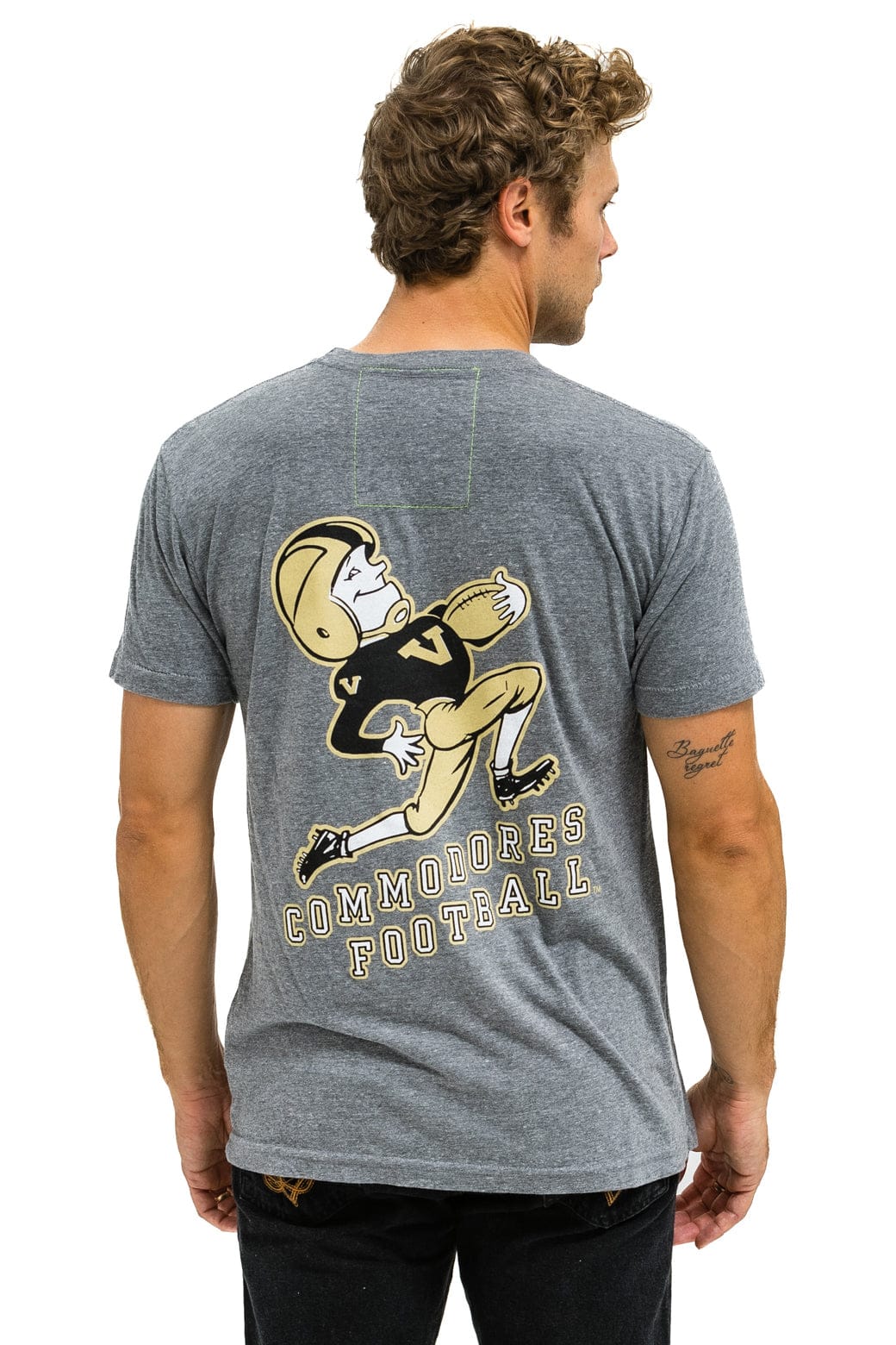 Retro VANDERBILT COMMODORES CREW TEE SHIRT - HEATHER GREY