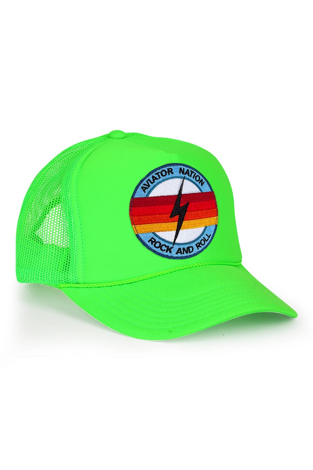 Retro ROCK AND ROLL BOLT VINTAGE TRUCKER HAT