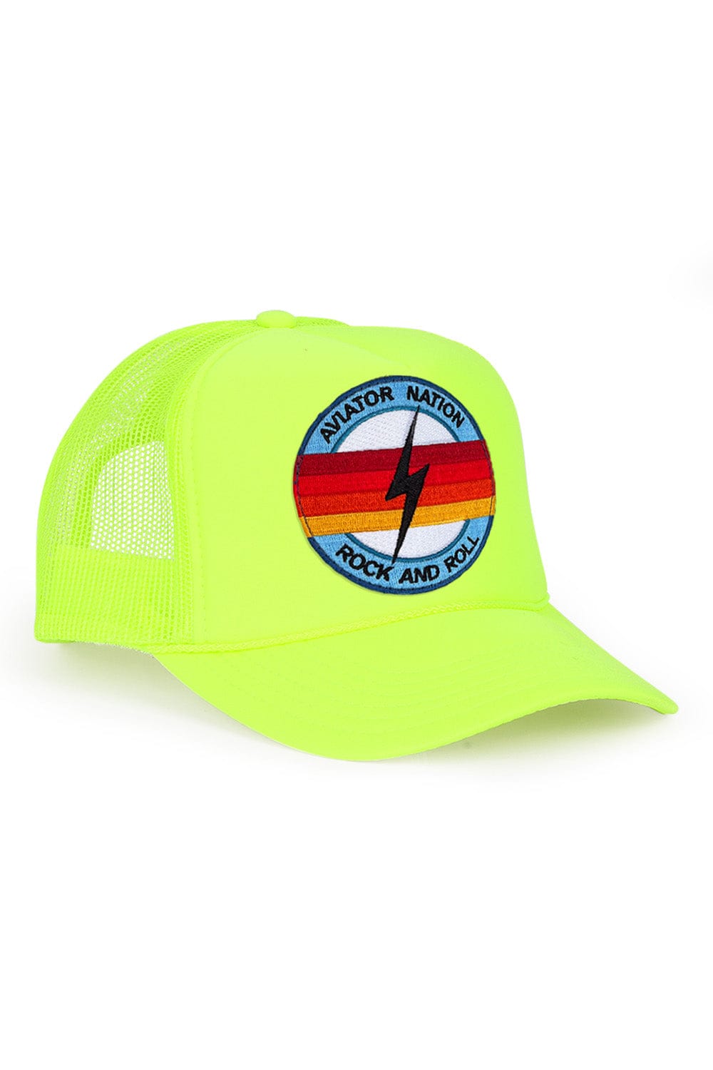 Retro ROCK AND ROLL BOLT VINTAGE TRUCKER HAT