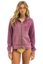 Retro VENICE SURFER ZIP HOODIE - FADED BERRY