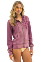 Retro VENICE SURFER ZIP HOODIE - FADED BERRY