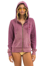 Retro VENICE SURFER ZIP HOODIE - FADED BERRY