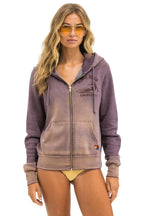 Retro VENICE SURFER ZIP HOODIE - FADED MOCHA