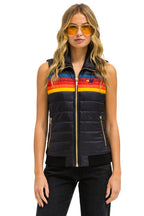 Retro WOMENS 5 STRIPE VEST - BLACK
