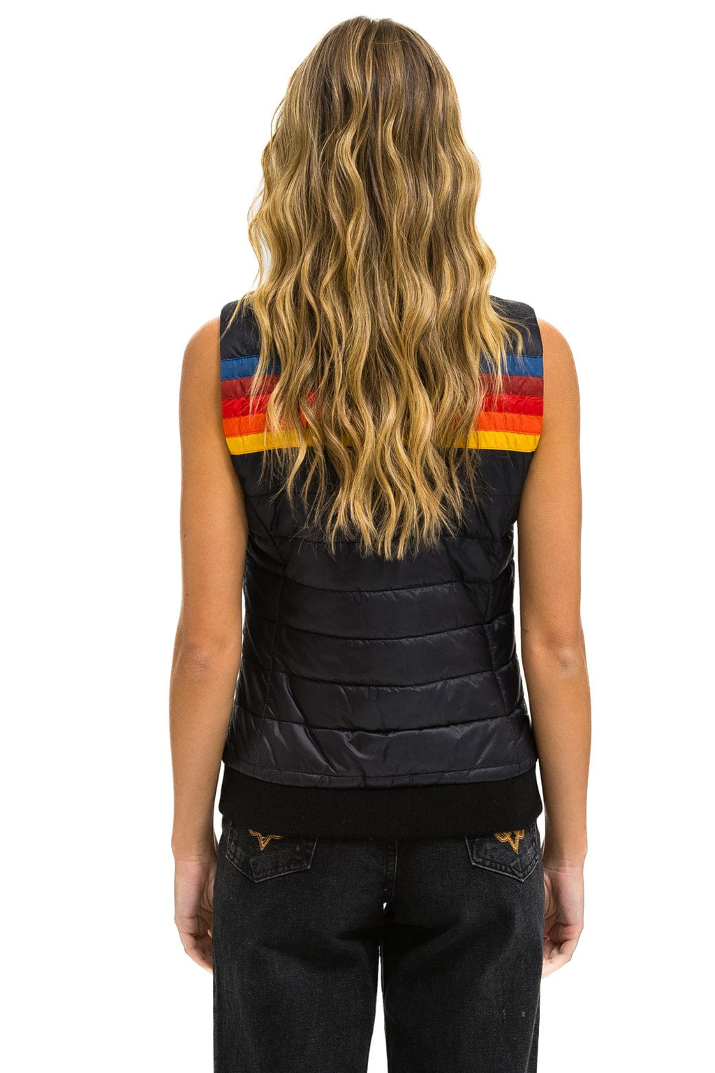 Retro WOMENS 5 STRIPE VEST - BLACK