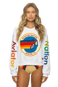 Retro AVIATOR NATION AUSTIN CREW SWEATSHIRT - WHITE