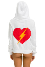 Retro BOLT HEART ZIP HOODIE - WHITE