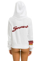 Retro UNIVERSITY OF OKLAHOMA SOONERS ZIP HOODIE - WHITE