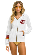 Retro UNIVERSITY OF OKLAHOMA SOONERS ZIP HOODIE - WHITE