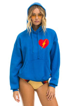 Retro BOLT HEART PULLOVER RELAXED HOODIE - ADVENTURE BLUE