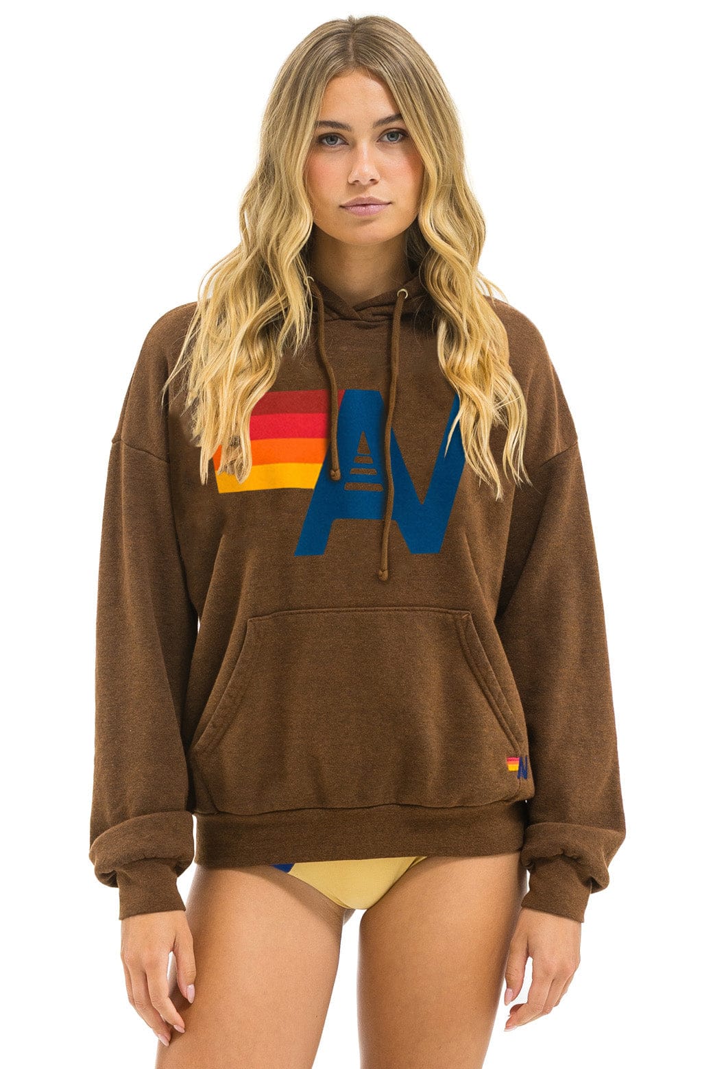 Retro LOGO PULLOVER RELAXED HOODIE - CHOCOLATE