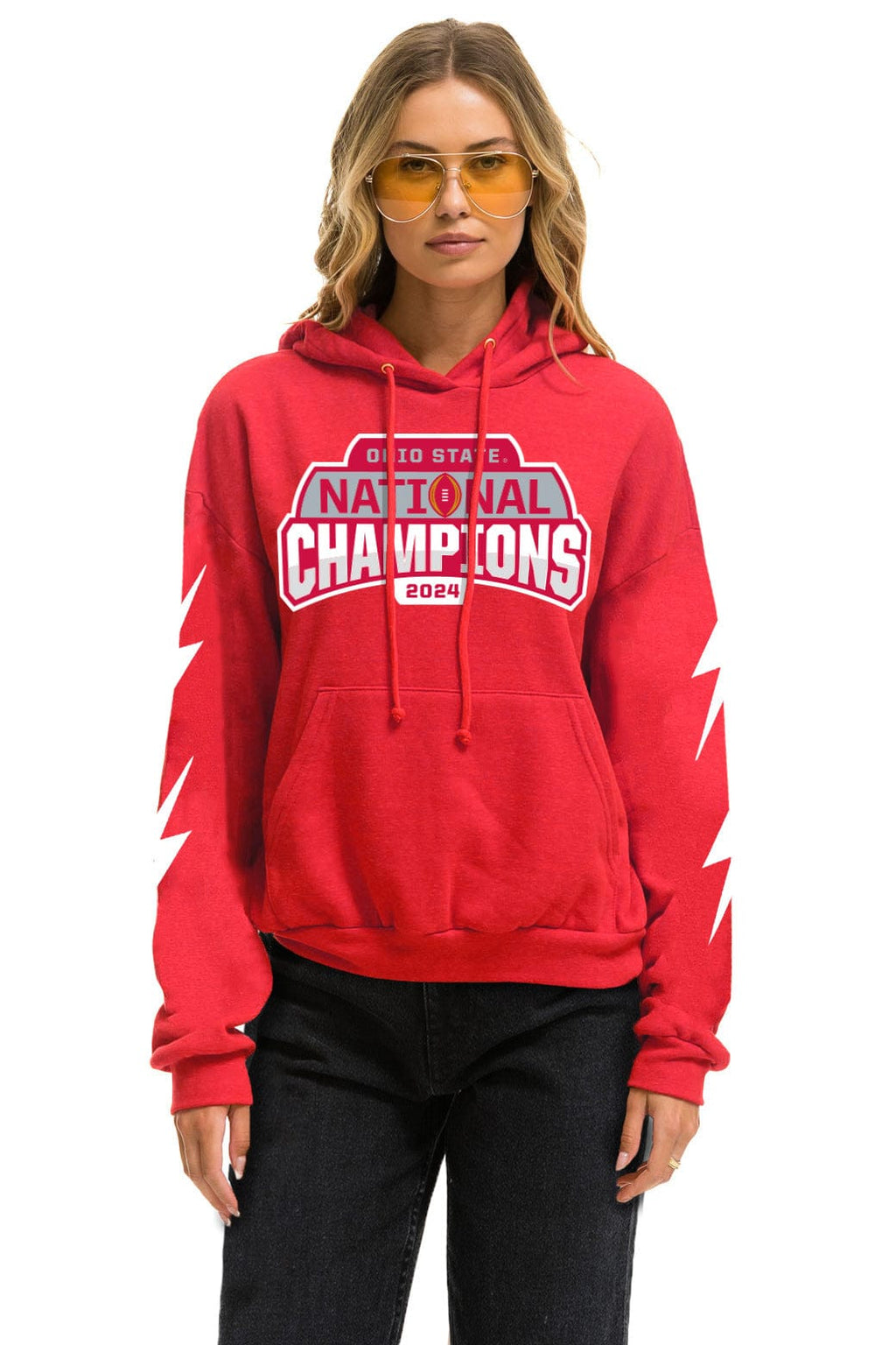Retro OHIO STATE CFP CHAMPIONS 2025 RELAXED PULLOVER HOODIE - RED