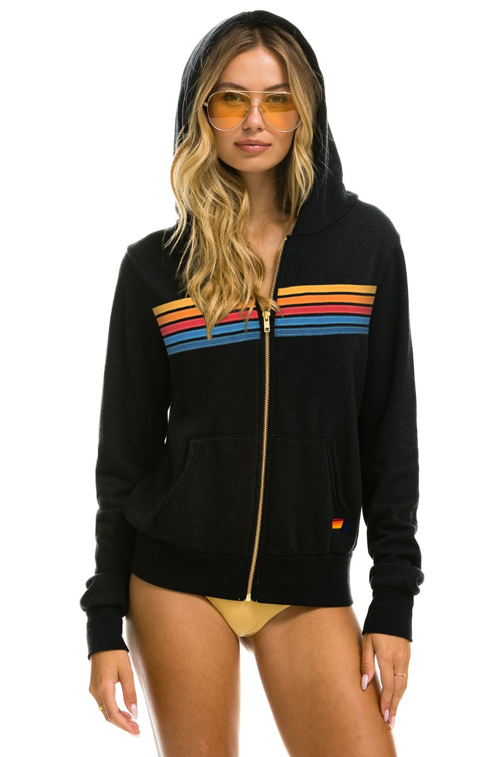 Retro 5 STRIPE HOODIE - BLACK