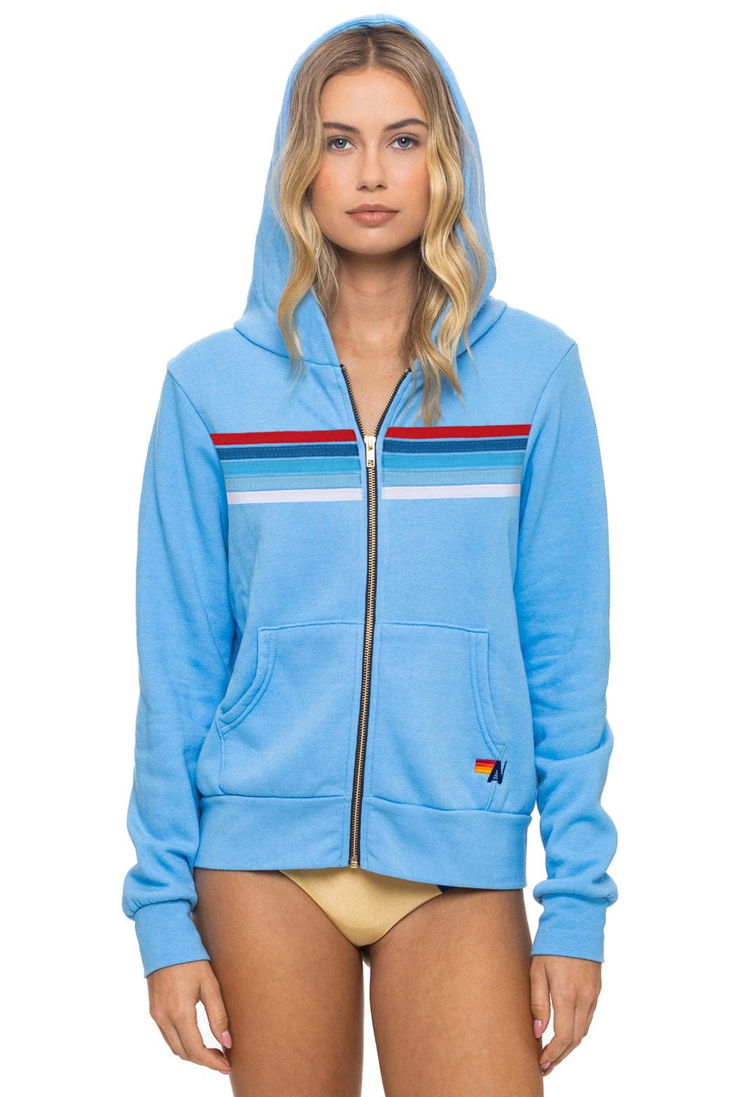 Retro 5 STRIPE AMERICA ZIP HOODIE - SKY USA