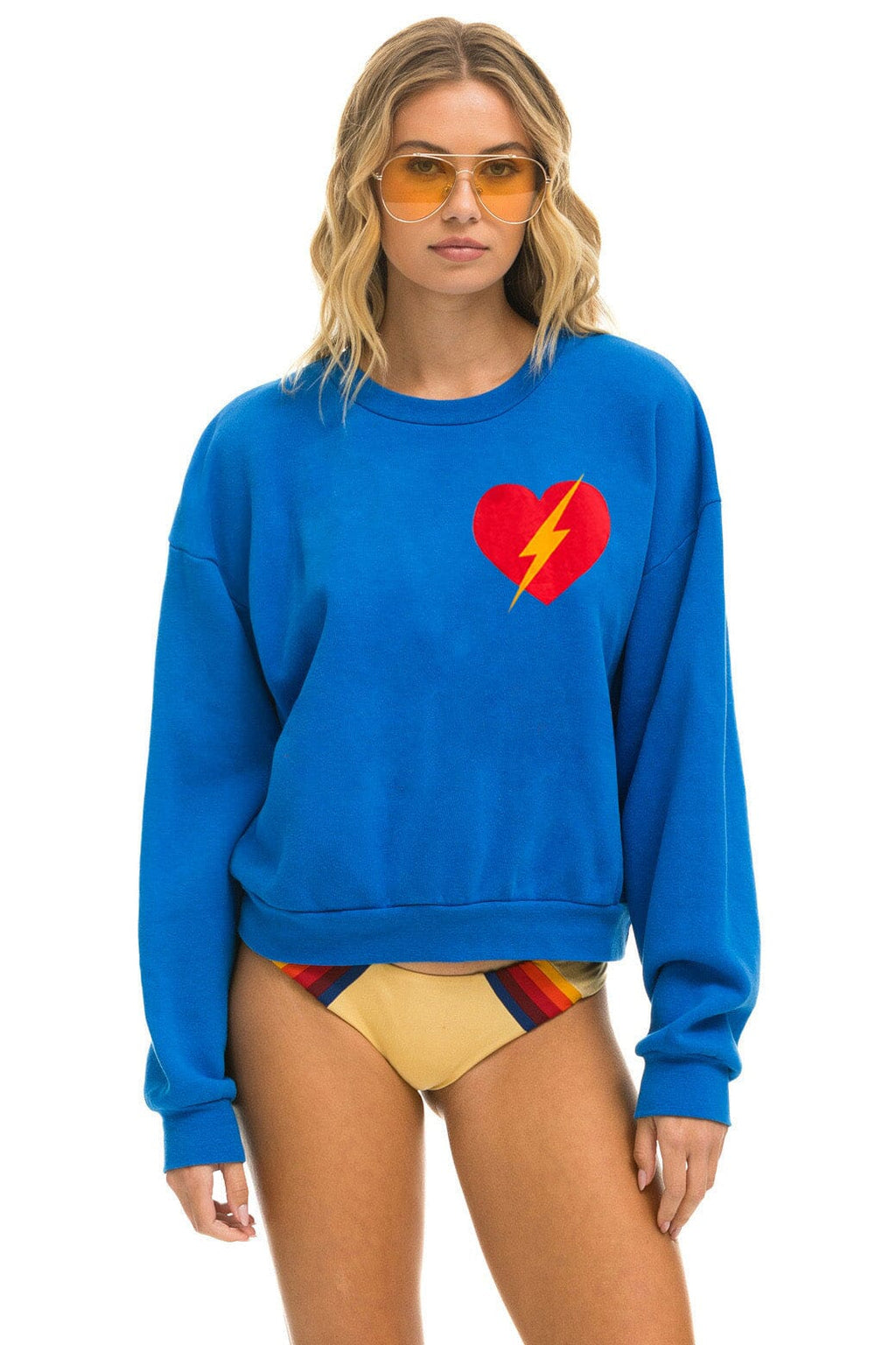 Retro BOLT HEART RELAXED CREW SWEATSHIRT - ADVENTURE BLUE