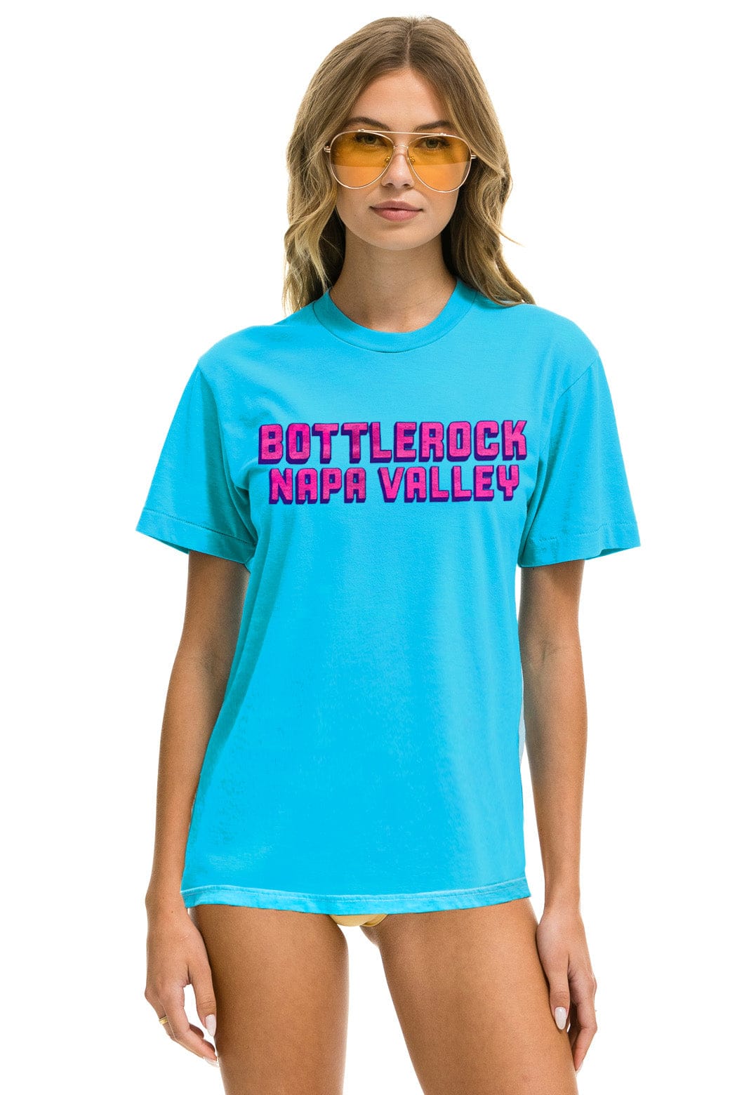 Retro BOTTLEROCK 2025 TEE - NEON BLUE