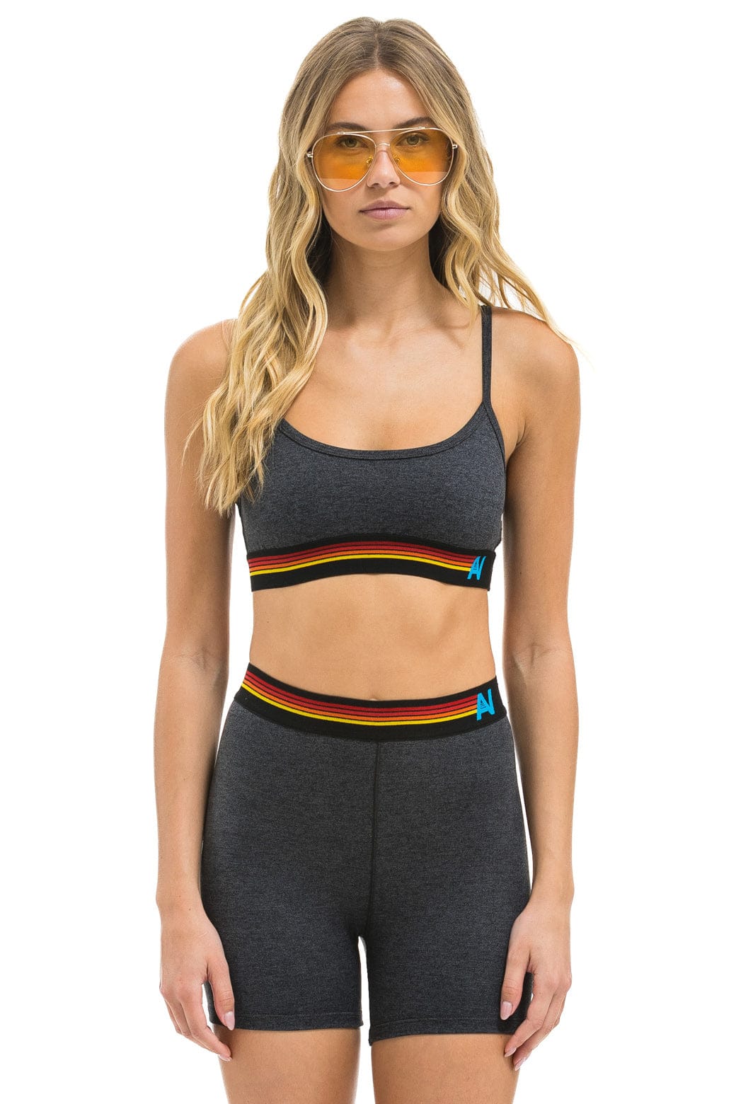 Retro LOGO 4 INCH HI-RISE BIKER SHORT - CHARCOAL