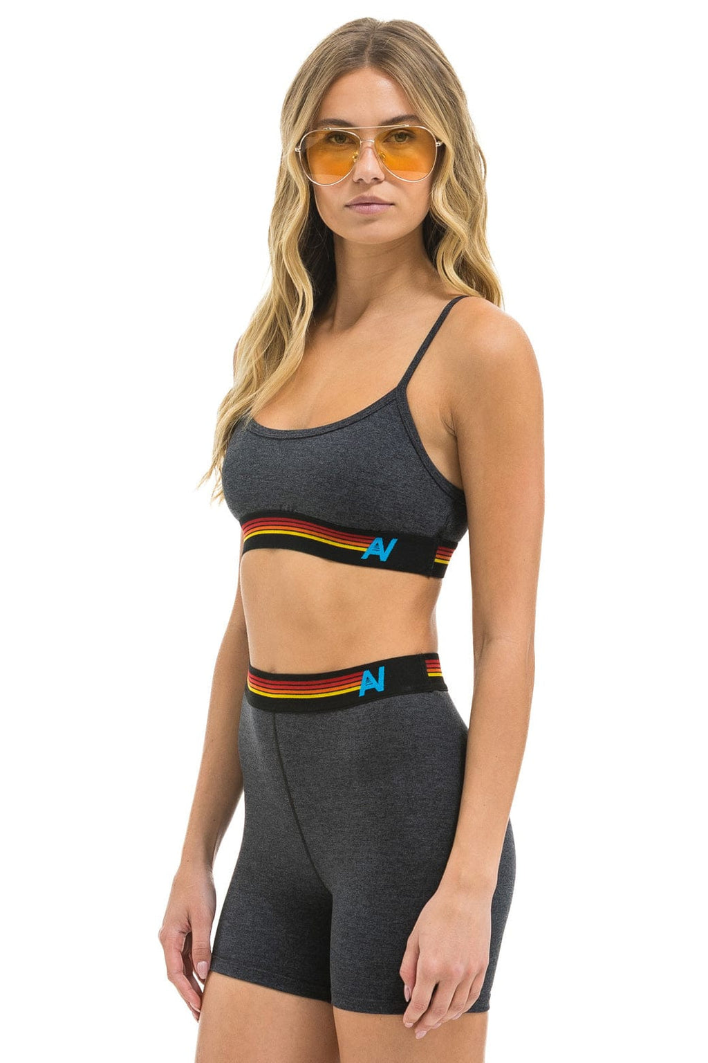 Retro LOGO 4 INCH HI-RISE BIKER SHORT - CHARCOAL