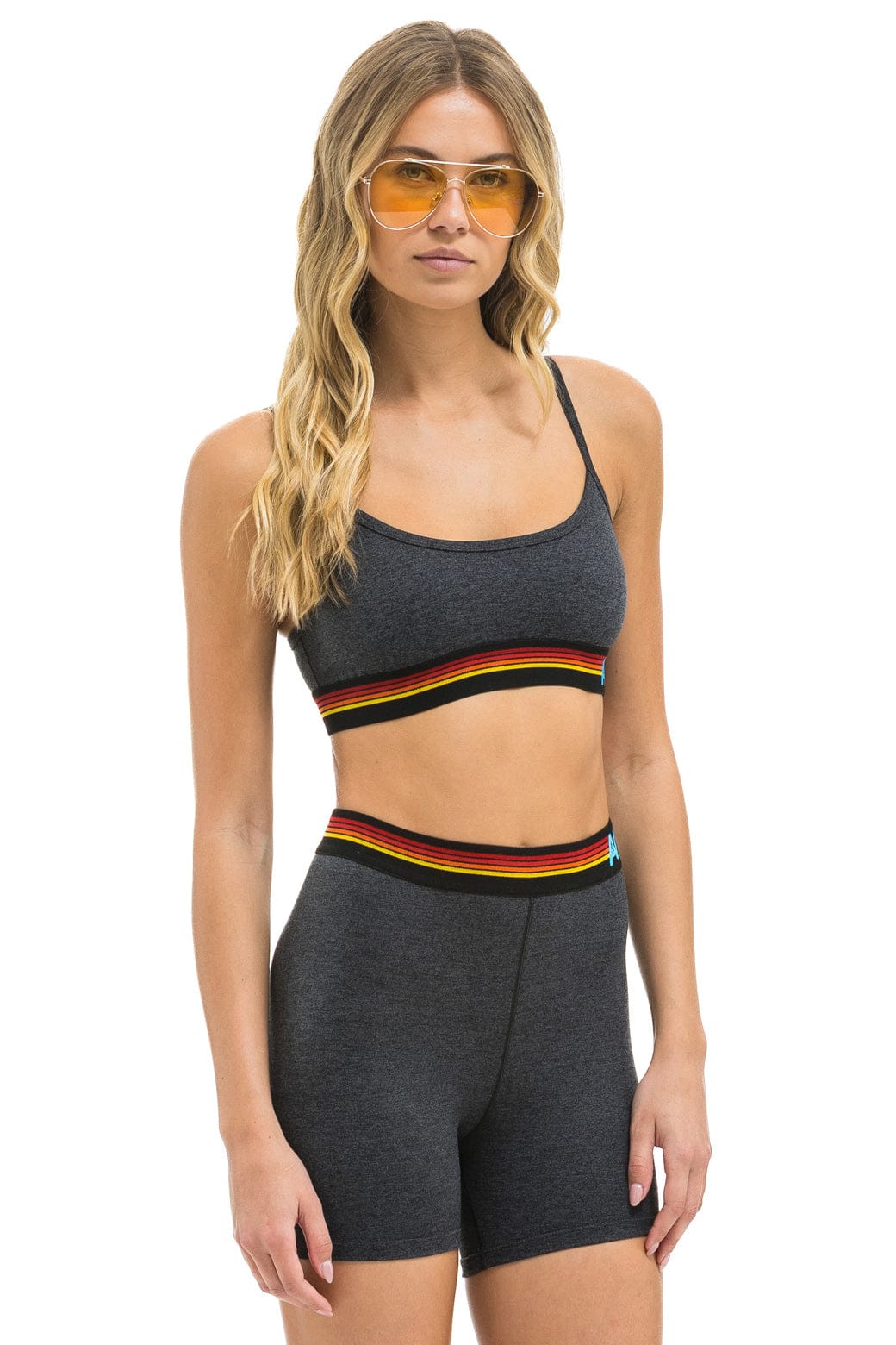 Retro LOGO 4 INCH HI-RISE BIKER SHORT - CHARCOAL
