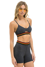 Retro LOGO ELASTIC KEYHOLE BRA - CHARCOAL