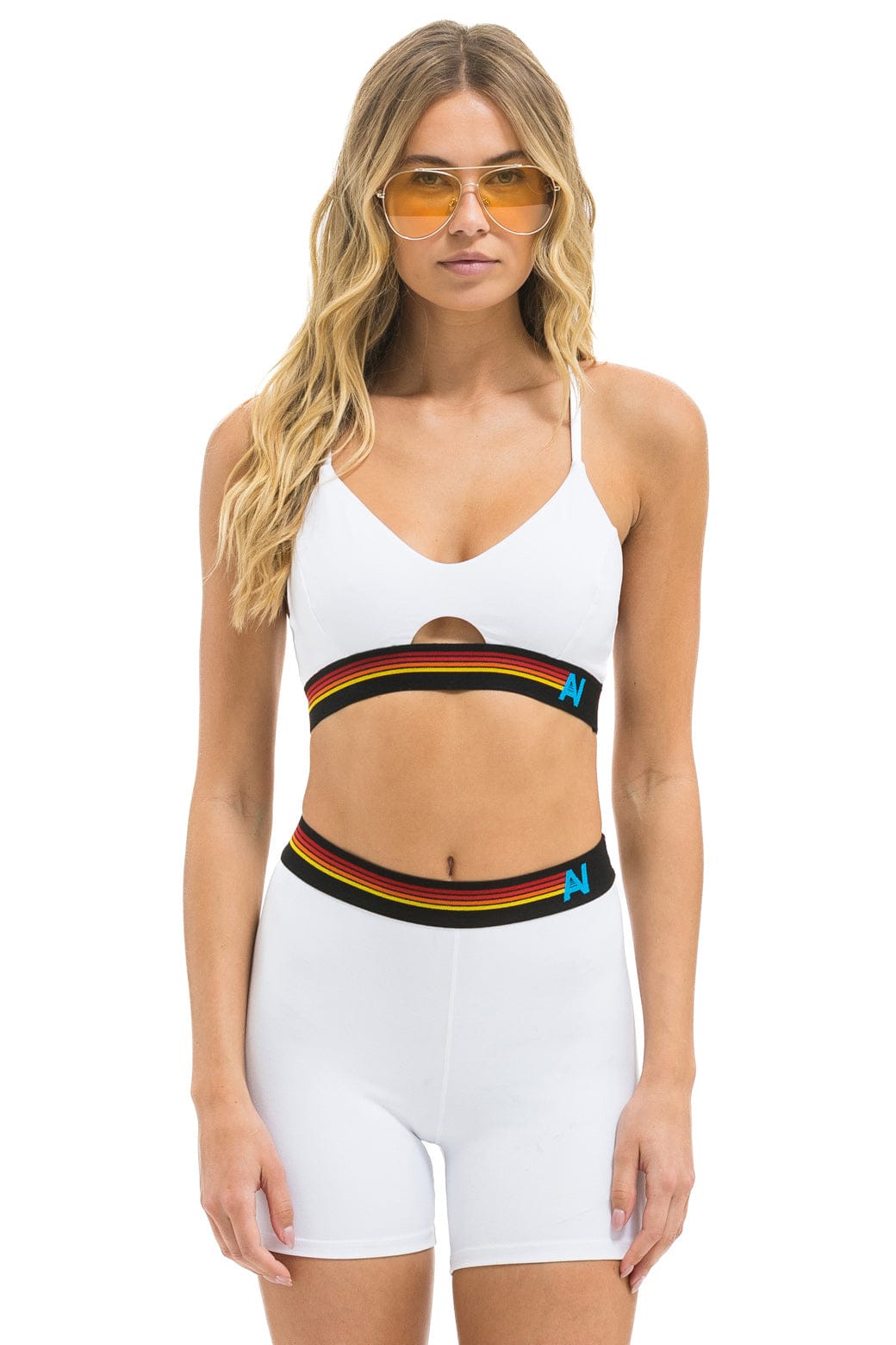 Retro LOGO ELASTIC KEYHOLE BRA - WHITE
