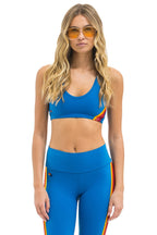Retro WOMENS 5 STRIPE V-CUT SPORTS BRA - CARRIBEAN