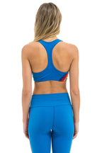 Retro WOMENS 5 STRIPE V-CUT SPORTS BRA - CARRIBEAN