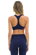 Retro WOMENS 5 STRIPE SPORTS BRA - NAVY