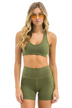 Retro WOMENS 5 STRIPE SPORTS BRA - ARMY