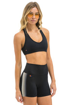 Retro WOMENS 5 STRIPE SPORTS BRA - BLACK SMOKE