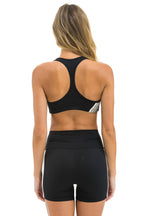Retro WOMENS 5 STRIPE SPORTS BRA - BLACK SMOKE