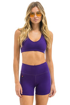 Retro WOMENS 5 STRIPE SPORTS BRA - GRAPE