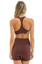 Retro WOMENS 5 STRIPE SPORTS BRA - MOCHA