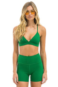 Retro WIDE RIB 4IN HI-RISE BIKER SHORT - KELLY GREEN