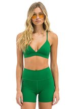Retro WIDE RIB 4IN HI-RISE BIKER SHORT - KELLY GREEN