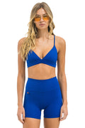 Retro WIDE RIB TRIANGLE ADJUSTABLE SPORTS BRA - ROYAL