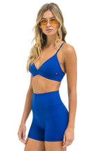 Retro WIDE RIB TRIANGLE ADJUSTABLE SPORTS BRA - ROYAL