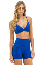 Retro WIDE RIB 4IN HI-RISE BIKER SHORT - ROYAL