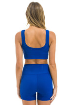 Retro WIDE RIB WOMENS SCOOP BACK SPORTS BRA - ROYAL