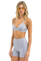 Retro WIDE RIB 4IN HI-RISE BIKER SHORT - LIGHT GREY