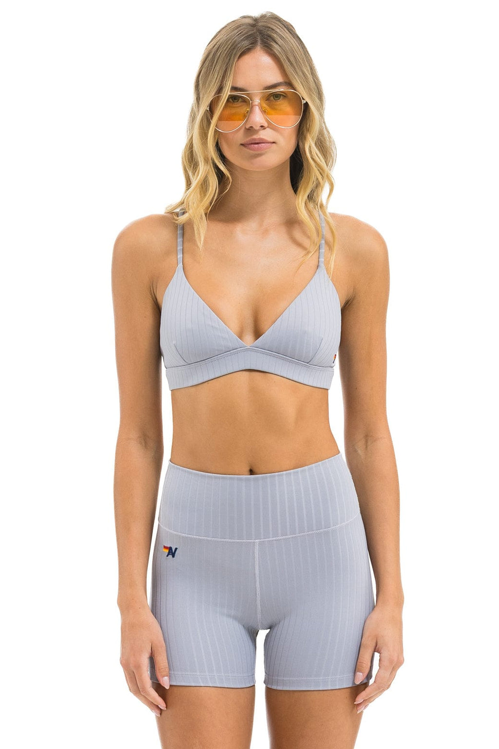 Retro WIDE RIB TRIANGLE ADJUSTABLE SPORTS BRA - LIGHT GREY