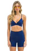 Retro WIDE RIB 4IN HI-RISE BIKER SHORT - NAVY