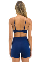 Retro WIDE RIB 4IN HI-RISE BIKER SHORT - NAVY