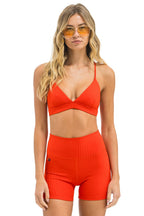 Retro WIDE RIB TRIANGLE ADJUSTABLE SPORTS BRA - BRIGHT RED