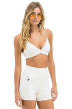 Retro WIDE RIB TRIANGLE ADJUSTABLE SPORTS BRA - VINTAGE WHITE