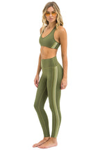 Retro FULL LENGTH HI-RISE 5 STRIPE LEGGINGS - ARMY