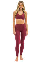 Retro FULL LENGTH HI-RISE 5 STRIPE LEGGINGS - BERRY