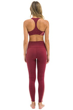 Retro FULL LENGTH HI-RISE 5 STRIPE LEGGINGS - BERRY
