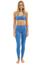 Retro FULL LENGTH HI-RISE 5 STRIPE LEGGINGS - WATER