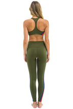 Retro FULL LENGTH HI-RISE 5 STRIPE LEGGINGS - LEAF